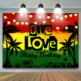 Lofaris Watercolor Beach Night One Love Happy Birthday Backdrop